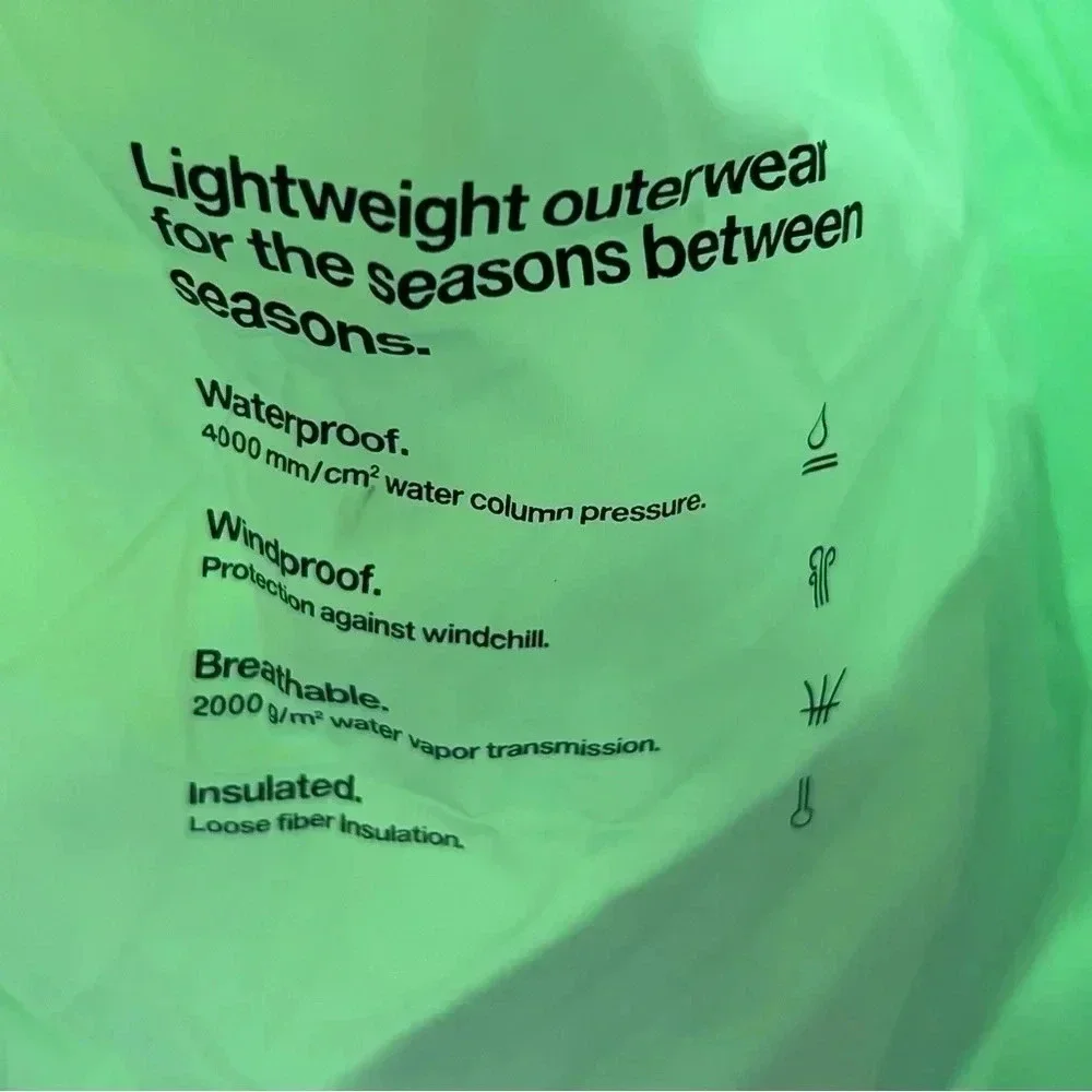 NWT Rains Loop Vest Waterproof, Windproof Hood Mineral Green Large Full Zip